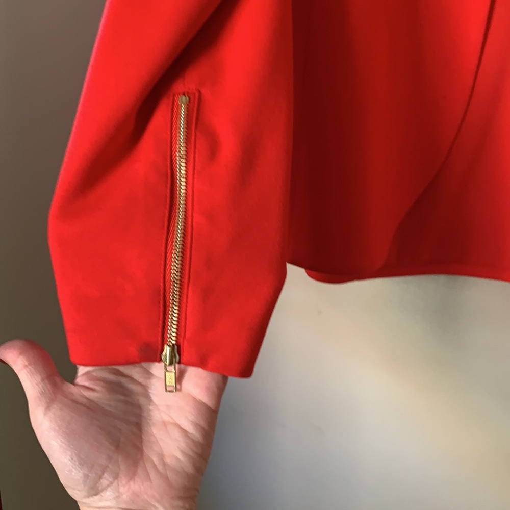Theory Blazer, Red With Gold Buttons And Zipper D… - image 3